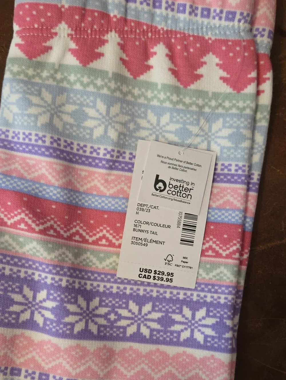 Gymboree Pink, Purple & Light Blue Fair Isle Tree Stripe Leggings Sz 6